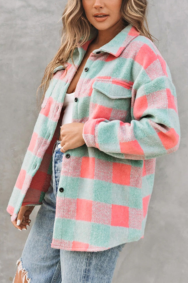 | Rutmönster Färg Block casual oversize Jacka