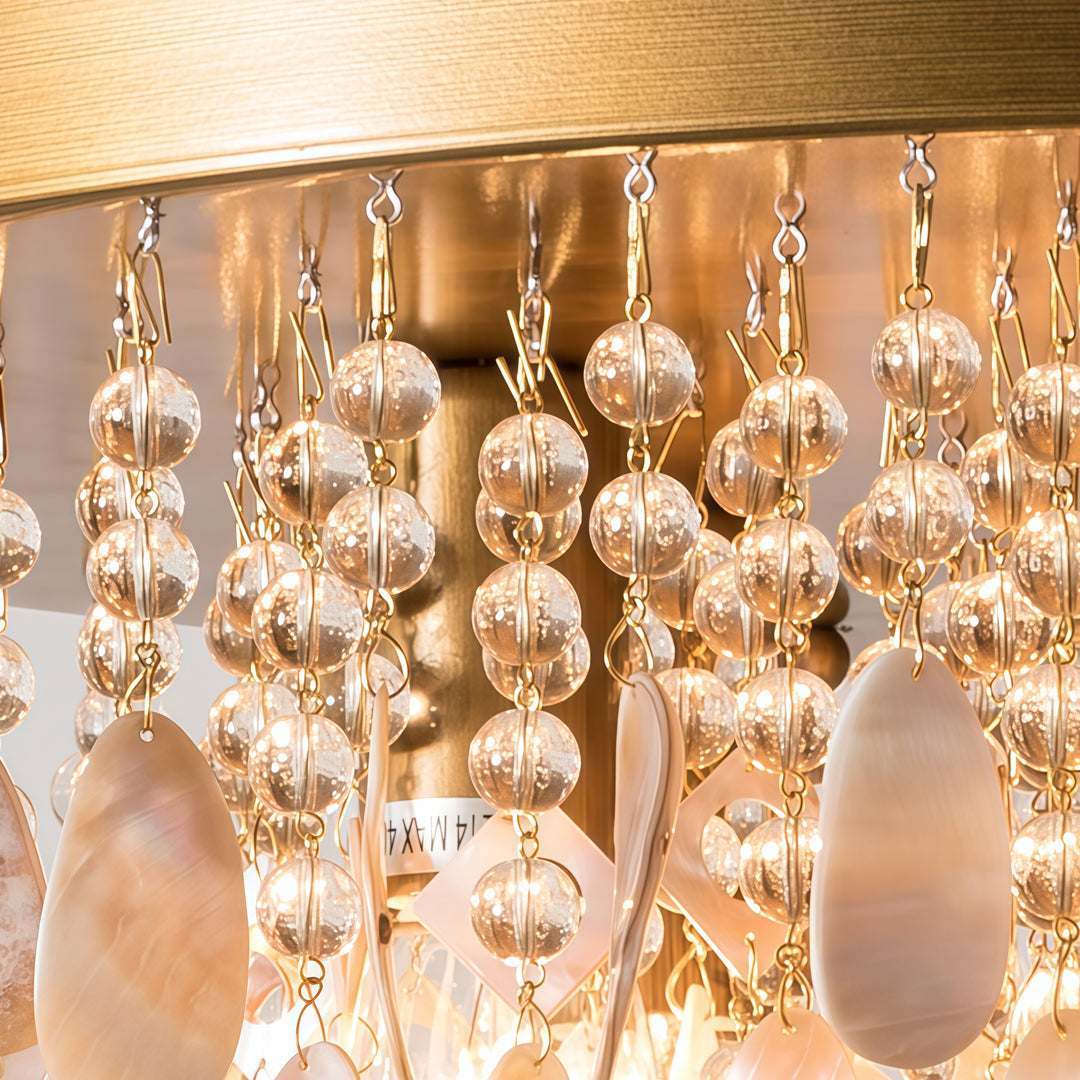 Skal Flush Mount Lampa Amerikansk Stil Kristall Taklampa