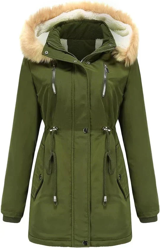 Longer Kappa med Huva Gjord av Konstpäls och Fleece Foder