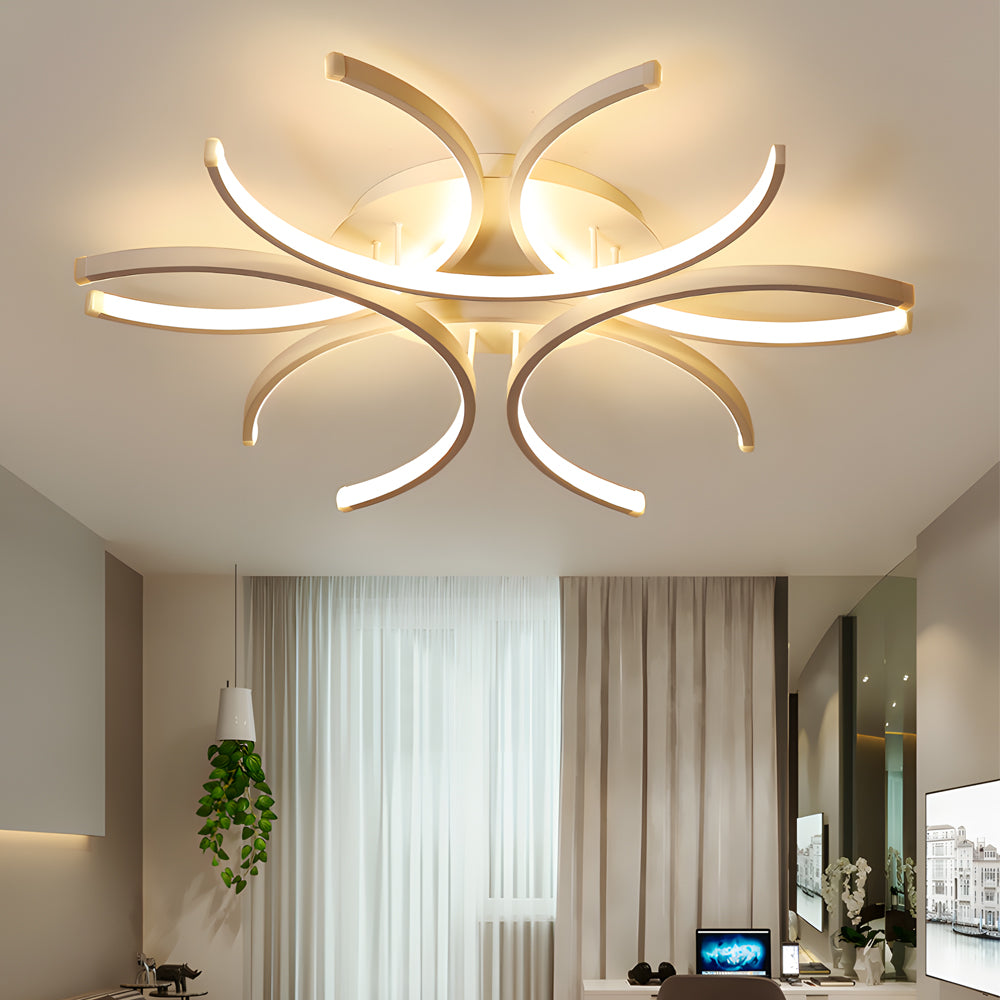 [Öppen Låda] Enkel Halvcirkellinje Blomma LED Dimbar Modern Taklampa