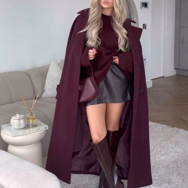 | elegant trenchkappa I Vinröd med Belt