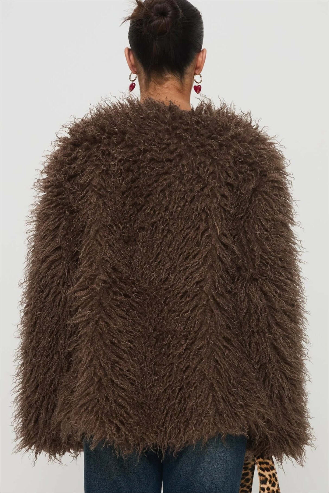 | Fluffy Brun Fusk Päls oversize Jacka
