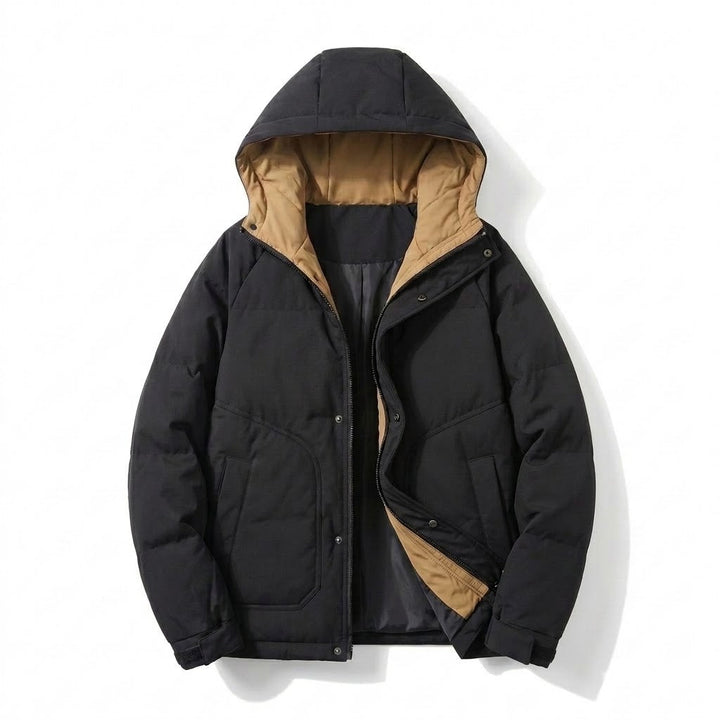 Dam Kort Thermo Travel Parka med Huva, Vadderad Quiltad Insulation och Contrasted Inner Foder
