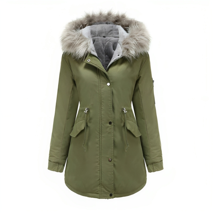 | vinter parka med Vegan Päls för Dam Eco-Friendly Materials