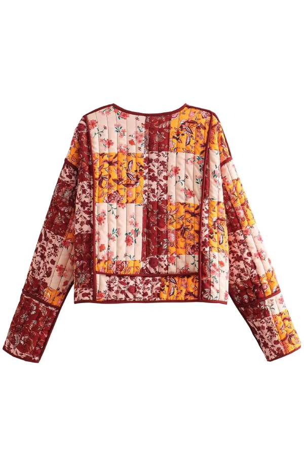 | casual Kort Cardigan quiltad Bomull Jacka