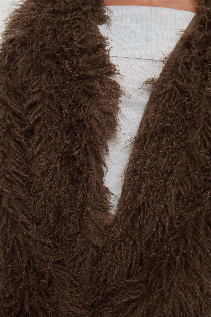 | Fluffy Brun Fusk Päls oversize Jacka