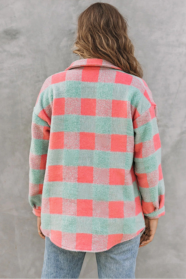 | Rutmönster Färg Block casual oversize Jacka