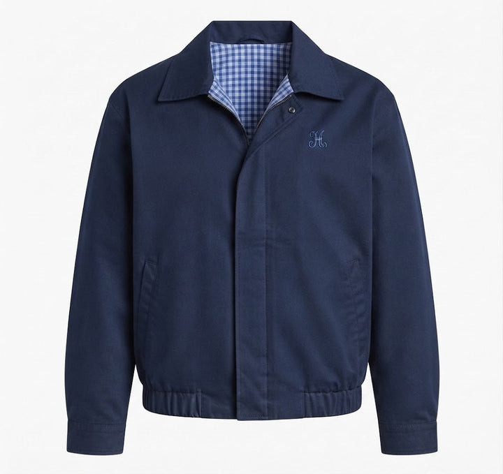 Dam Lätt Vindtät Blouson Jacka med Checked Foder, Elastic Nederkant, och Subtle Logo Embroidery