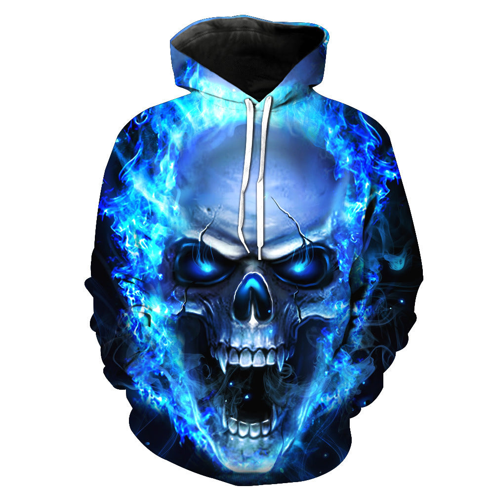 Herr Luvtröja med Luminous Flame Skull Tryck