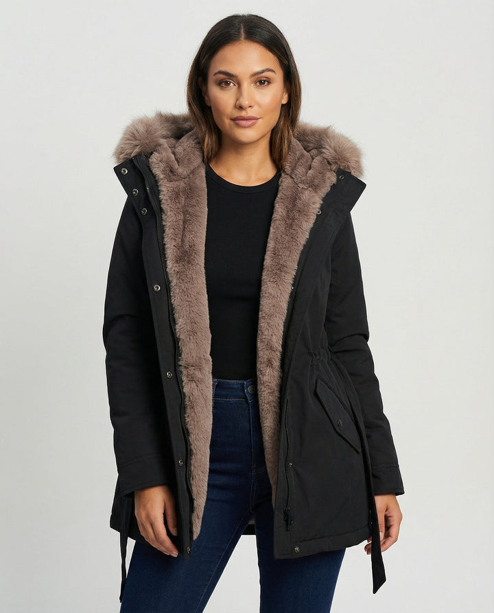Varm Fur vinterjacka Dam