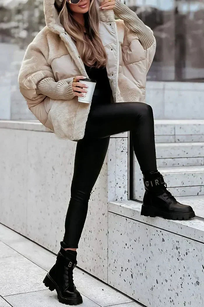 | Dam vinter Fleece Jacka elegant Luxury med Cuddle Factor
