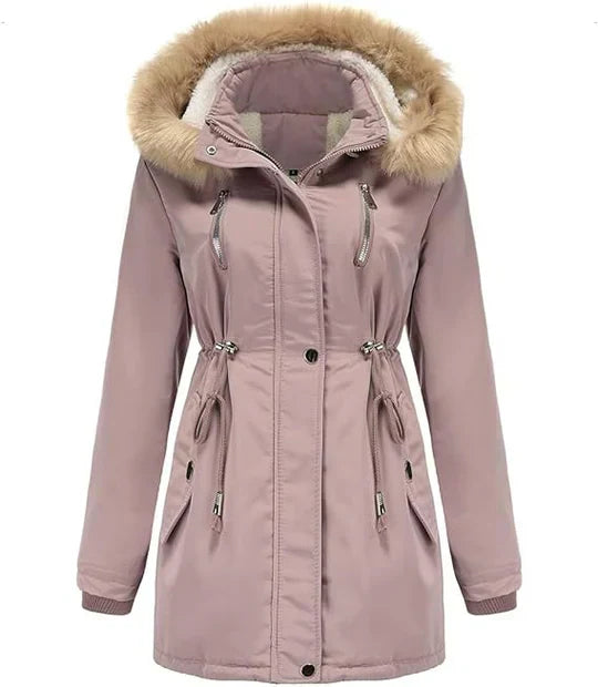 Longer Kappa med Huva Gjord av Konstpäls och Fleece Foder