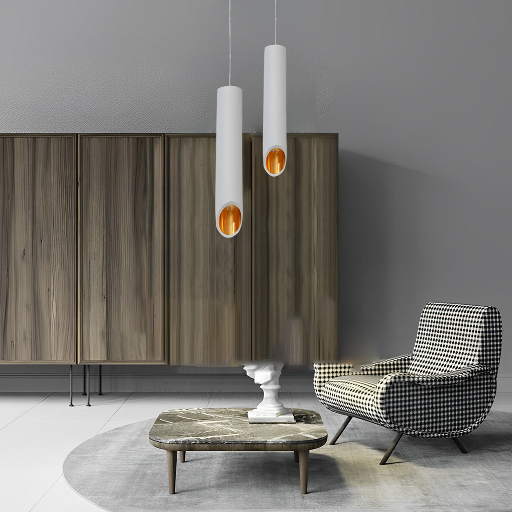 [Öppen Låda] Lång Cylindrisk Sned LED Minimalistisk Nordisk Kandelaber Hängande Lampor