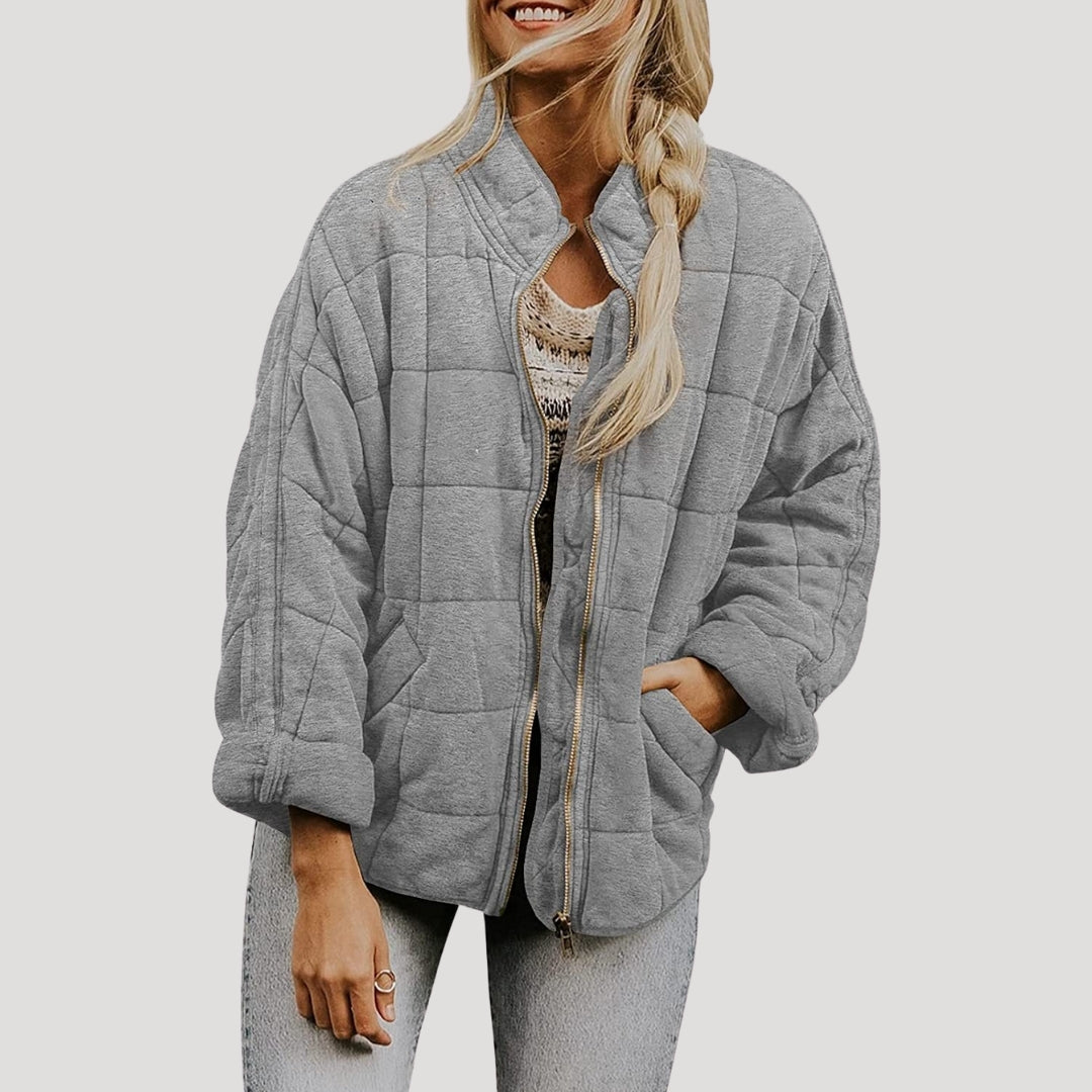 | Dam vadderad oversize dragkedja pufferjacka