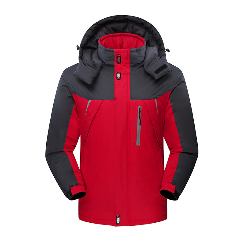 Herr vattentät isolerad softshell Ski Jacka med avtagbar huva och Flera Fickor