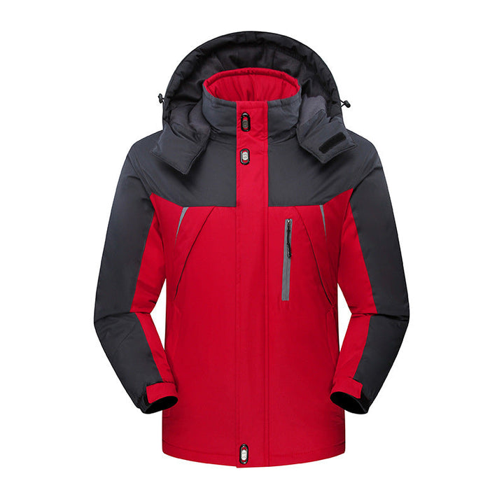 Herr vattentät isolerad softshell Ski Jacka med avtagbar huva och Flera Fickor