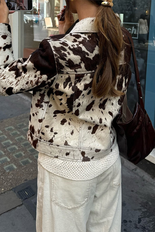 | Revers bekväm casual Printed skjortjacka