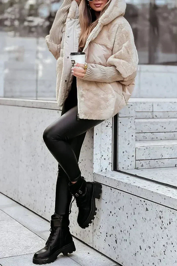 | Dam vinter Fleece Jacka elegant Luxury med Cuddle Factor