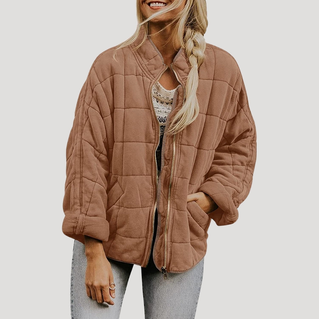 | Dam vadderad oversize dragkedja pufferjacka