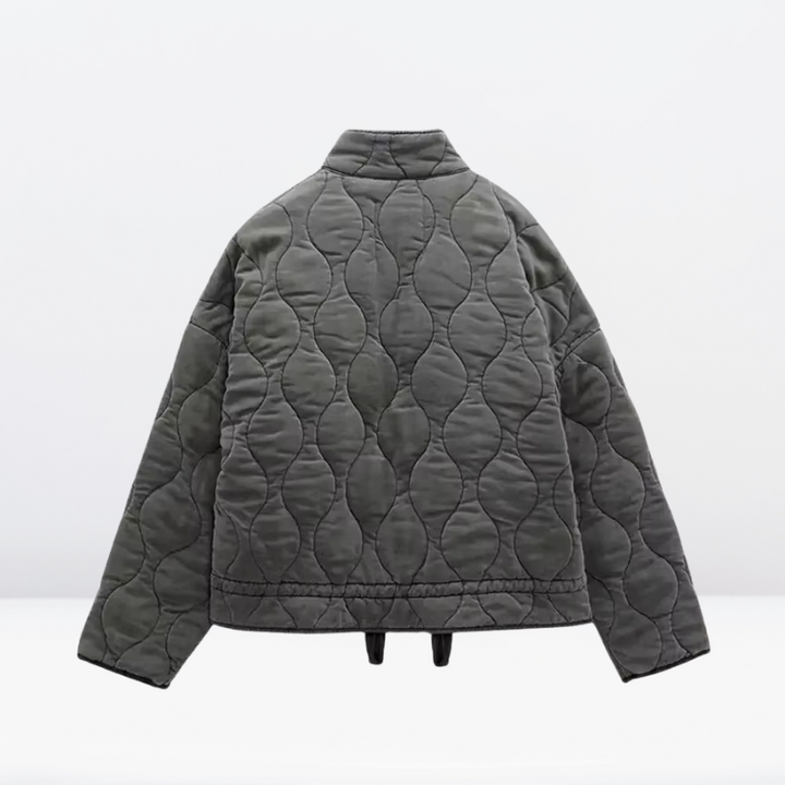 | Dam quiltad Jacka med Drawstring &amp; Dragkedja