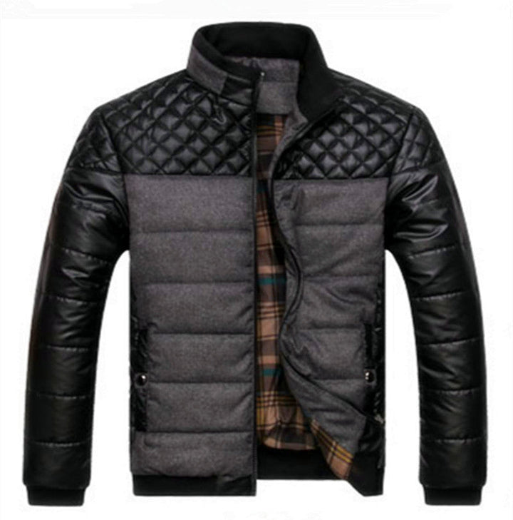 Herr vadderad Hybrid pufferjacka med fuskläder Ärmar och ståkrage