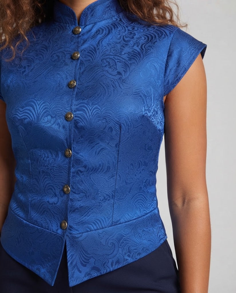 Dam elegant väst med elaborate design och fine detaljer