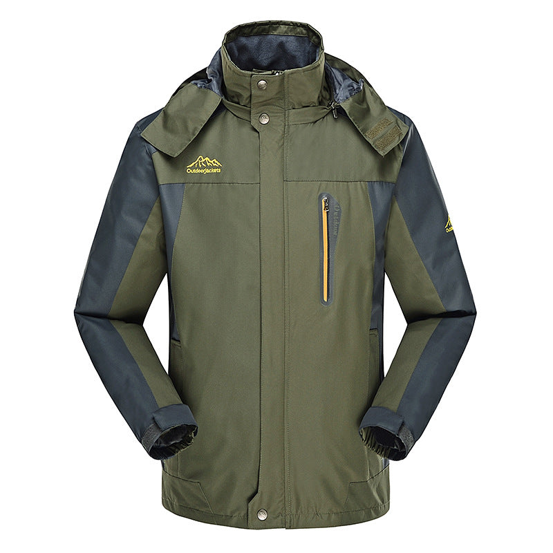 Herr Three-Layer Softshell Utomhus Jacka med Uttagbar Huva och Welded Sömmar