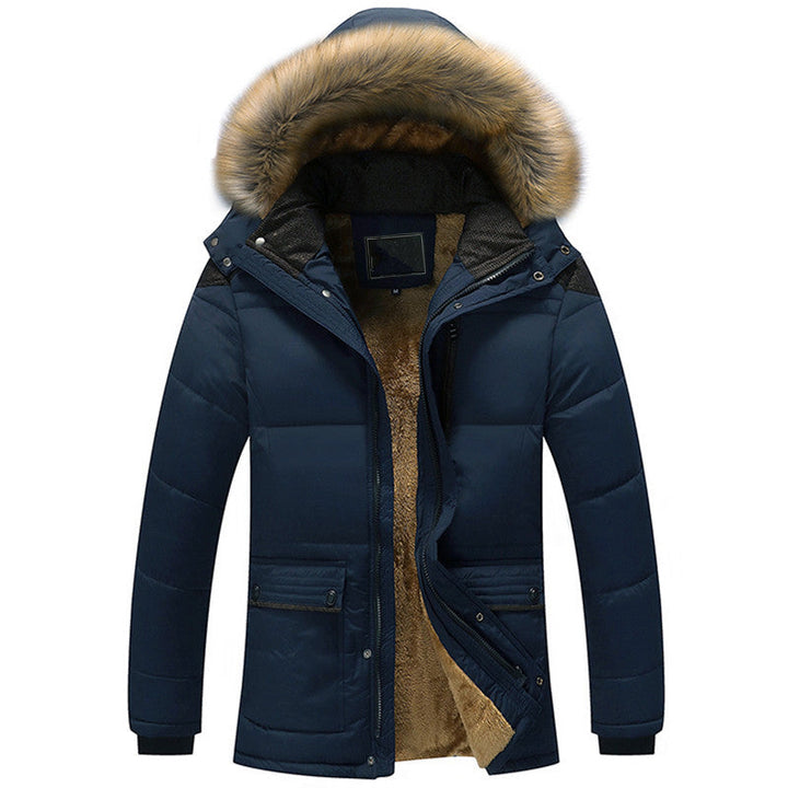 Herr urban Cold Blocker parka med dense teddyfoder och avtagbar fusk päls huva