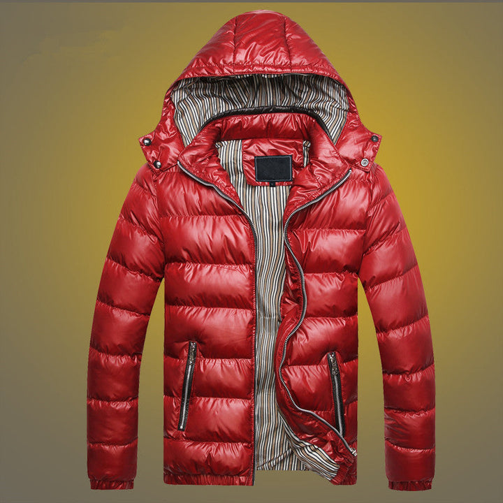 Herr vadderad quiltad Expedition Jacka med Fur-Lined Huva och Front Mix Fickor