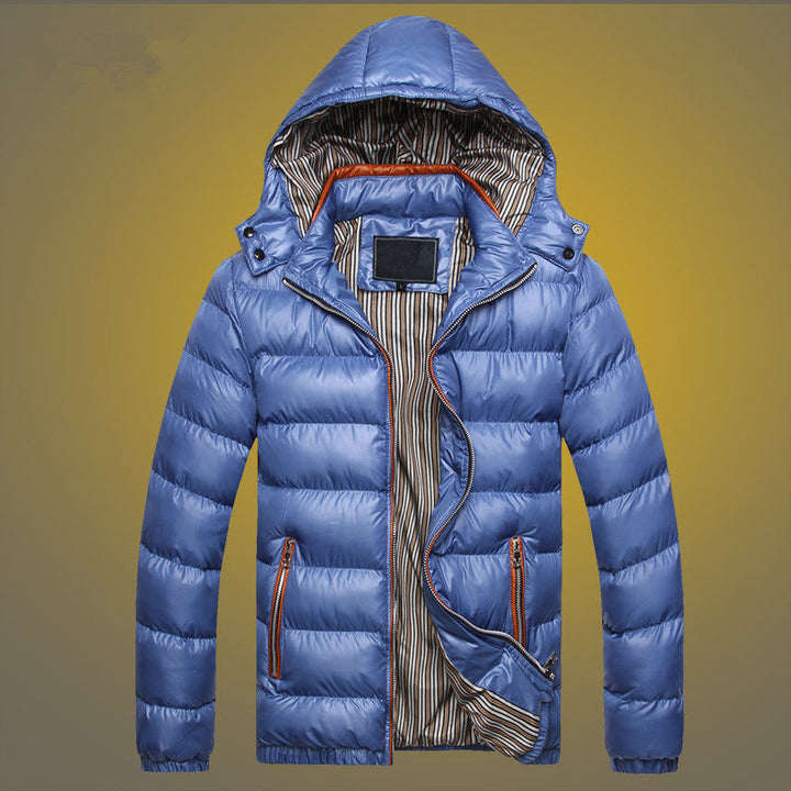 Herr vadderad quiltad Expedition Jacka med Fur-Lined Huva och Front Mix Fickor