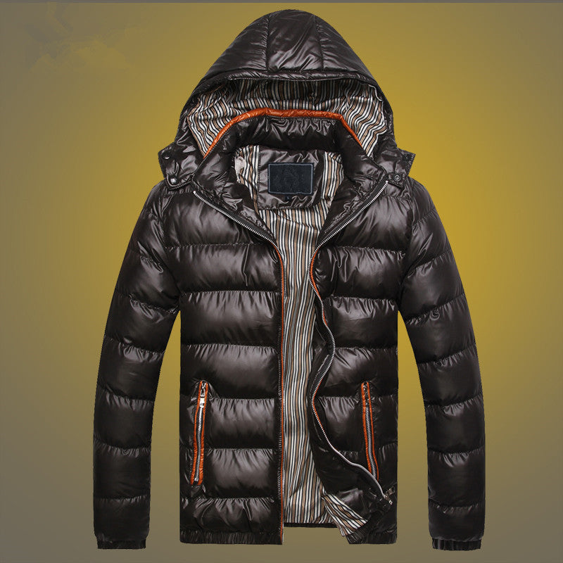 Herr vadderad quiltad Expedition Jacka med Fur-Lined Huva och Front Mix Fickor