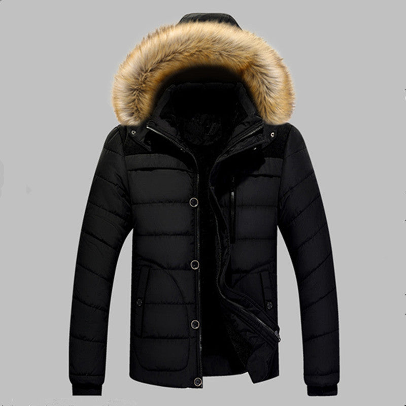 Herr vadderad quiltad Expedition Jacka med Fur-Lined Huva och Front Mix Fickor