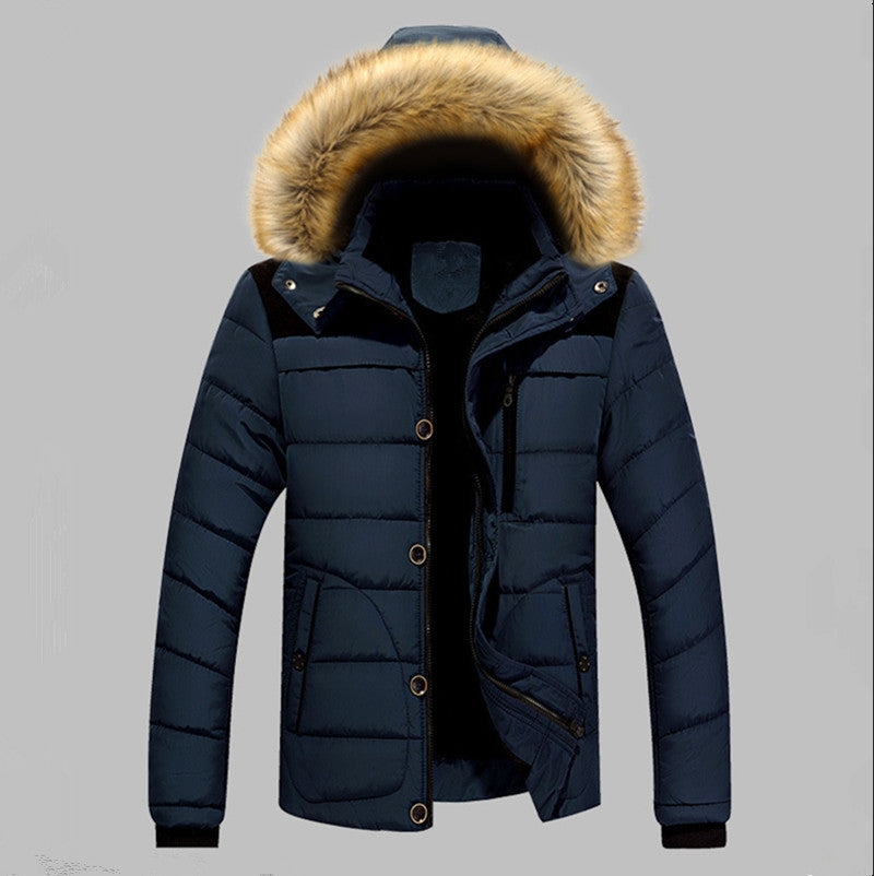 Herr vadderad quiltad Expedition Jacka med Fur-Lined Huva och Front Mix Fickor