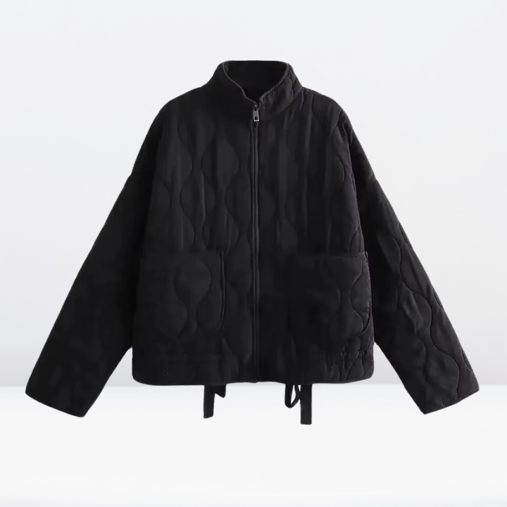 | Dam quiltad Jacka med Drawstring &amp; Dragkedja