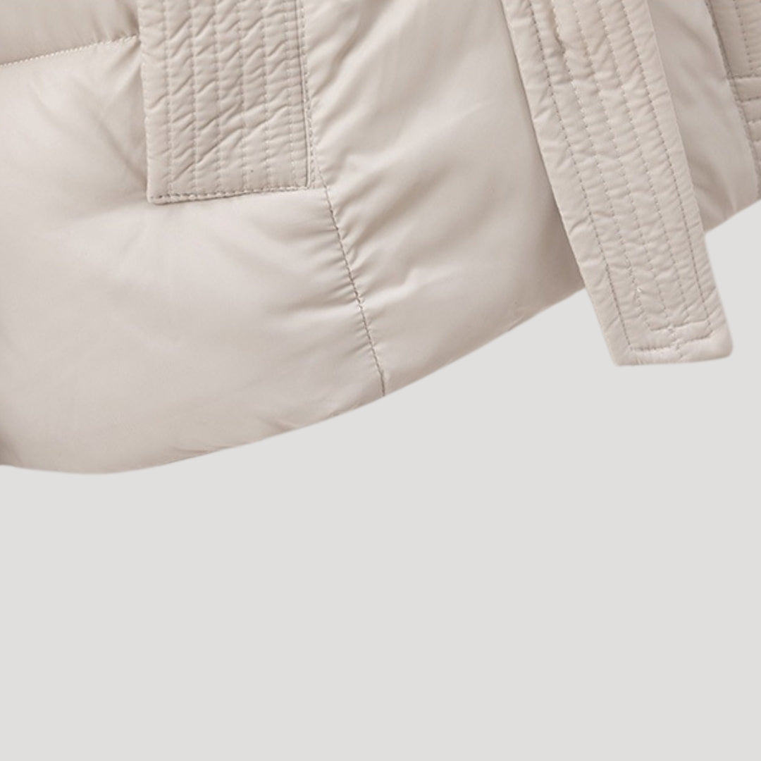 | Dam vinter pufferjacka med huva och Belt