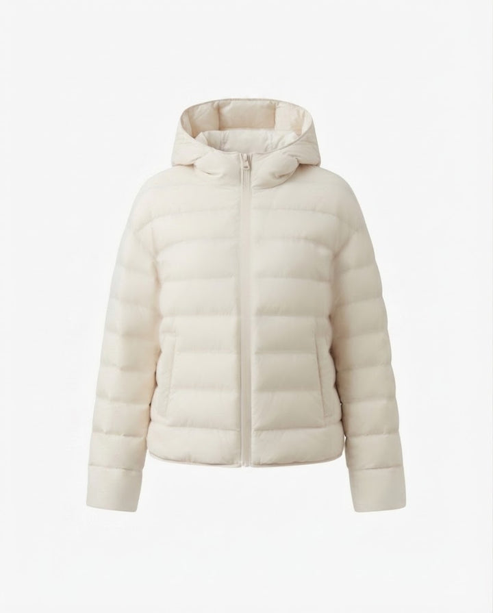 Dam Minimalistisk Kort Thermo Quiltad Jacka med Ergonomisk Huva, Tailored Seam Design och Vindtät Outer Shell