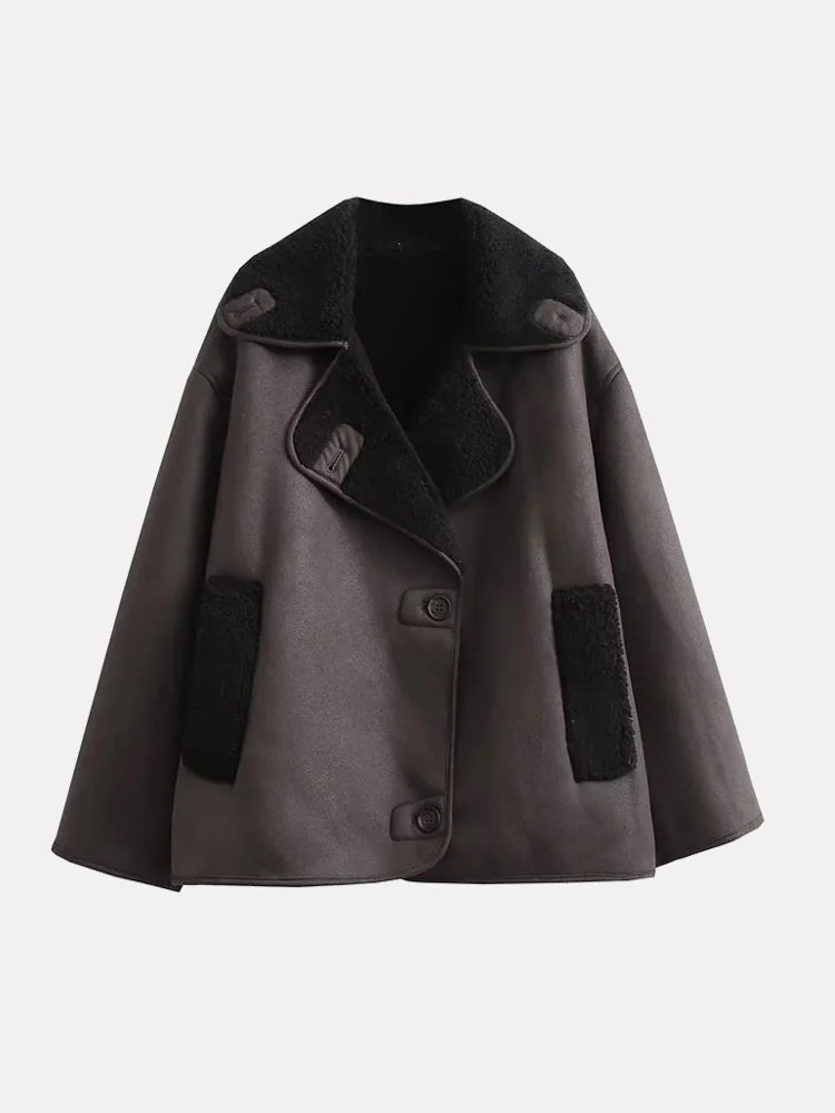 | oversize Damjacka med Päls
