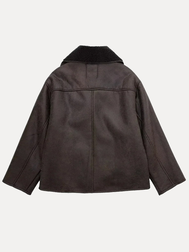 | oversize Damjacka med Päls