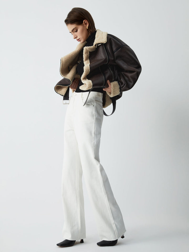 | Sherpa-Lined Sheepskin Aviator Jacka