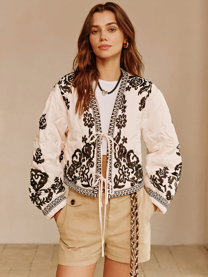 | Printed Lace-Up Kort Jacka