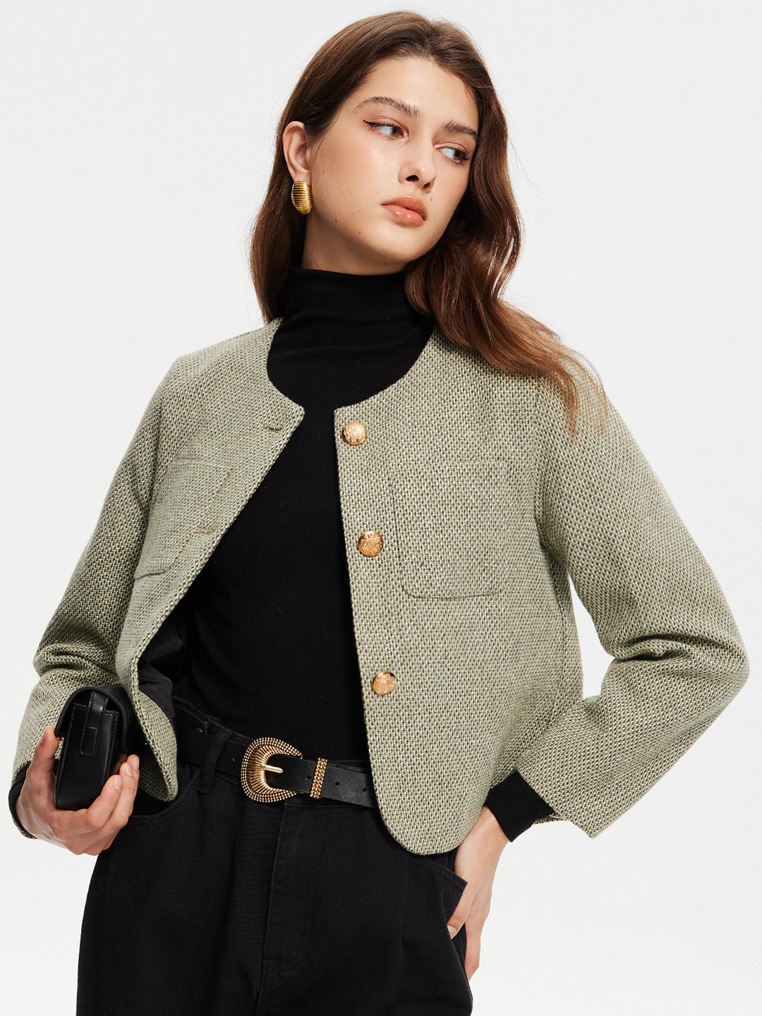 | Neck Fickor Tweed Jacka