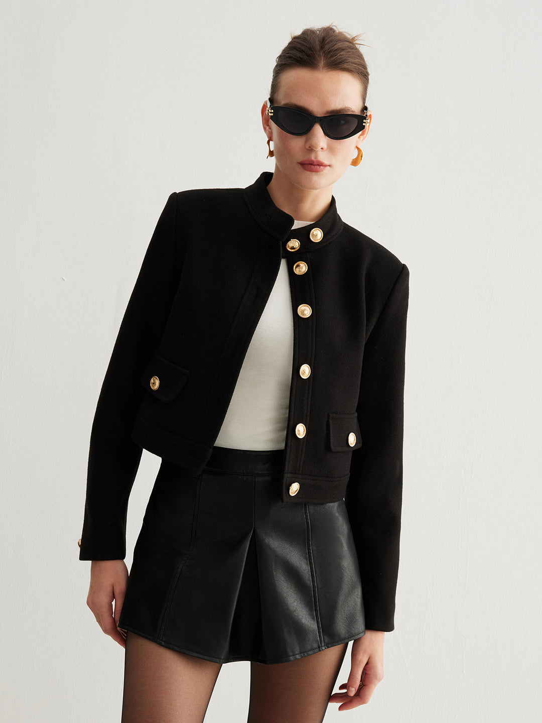 | Krage Knapp Tweed Kort Jacka
