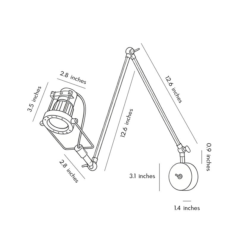 Nickel Swing Arm Sconce Industriell Justerbar LED-lampa