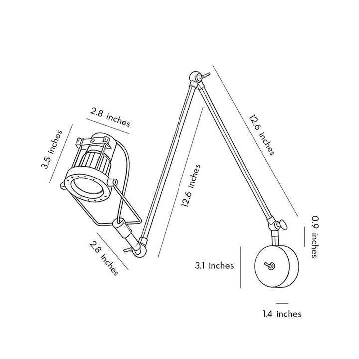 Nickel Swing Arm Sconce Industriell Justerbar LED-lampa