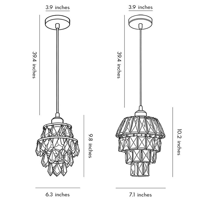 [Öppen Låda] Mini Kristall Hängande Lampa Modern Metall Taklampa