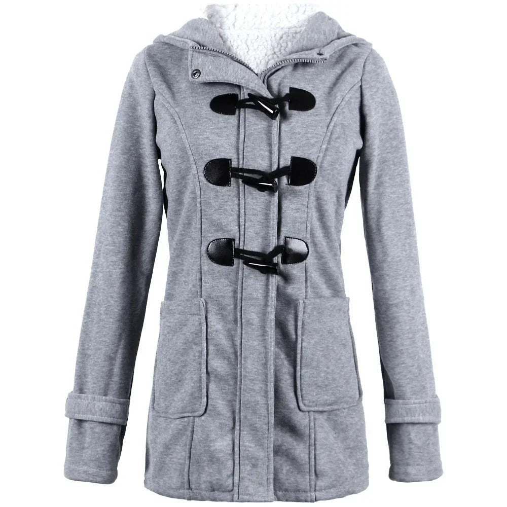 | Dam casual vinterjacka med huva och Drawstring Stängning