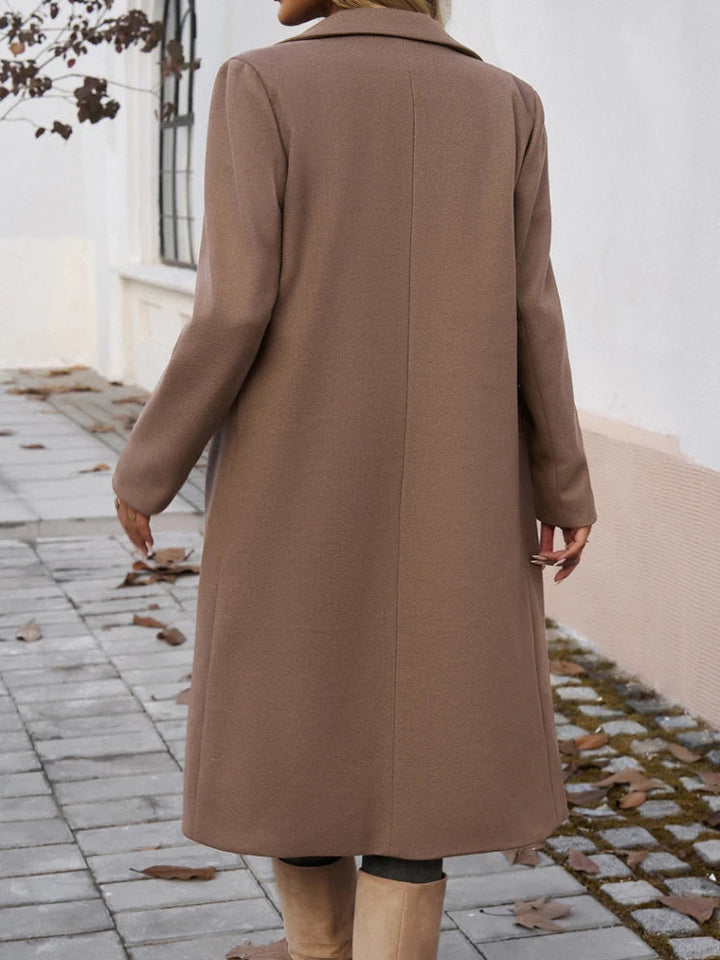 | Dam elegant Lång trenchkappa med skårad krage och enkel Knappar