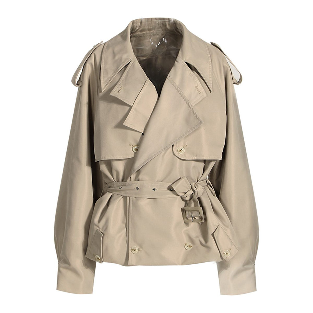 | Dam modern Cropped trenchkappa med Långa ärmar