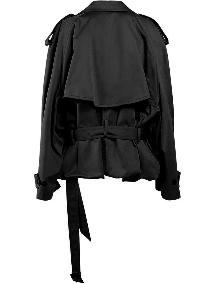 | Dam modern Cropped trenchkappa med Långa ärmar