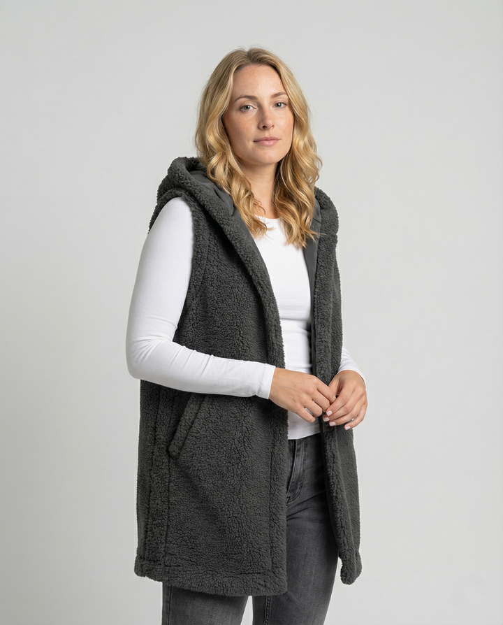 Cozy lambswool imitation väst dam